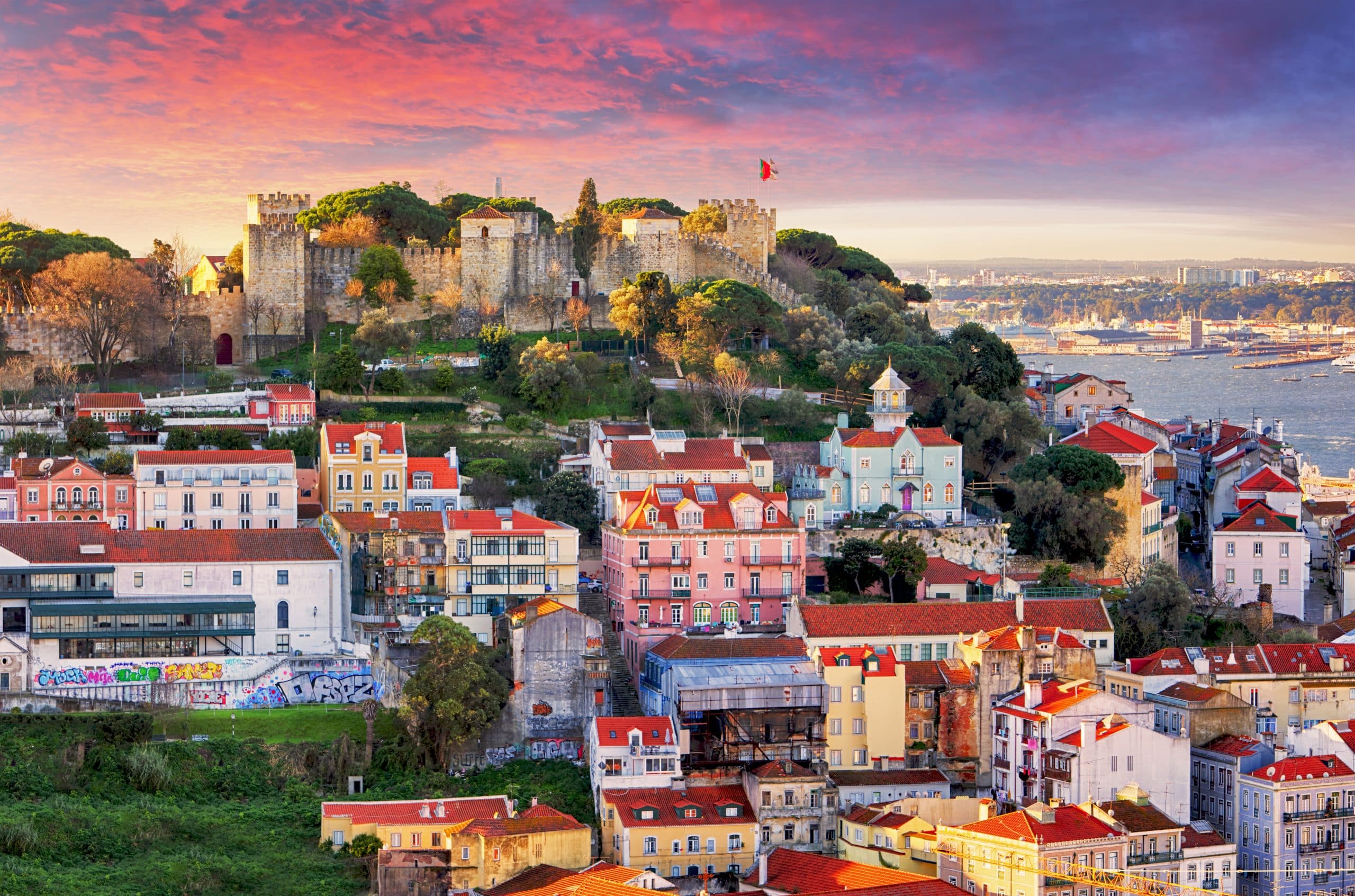 Lisbon,,Portugal,Skyline,With,Sao,Jorge,Castle