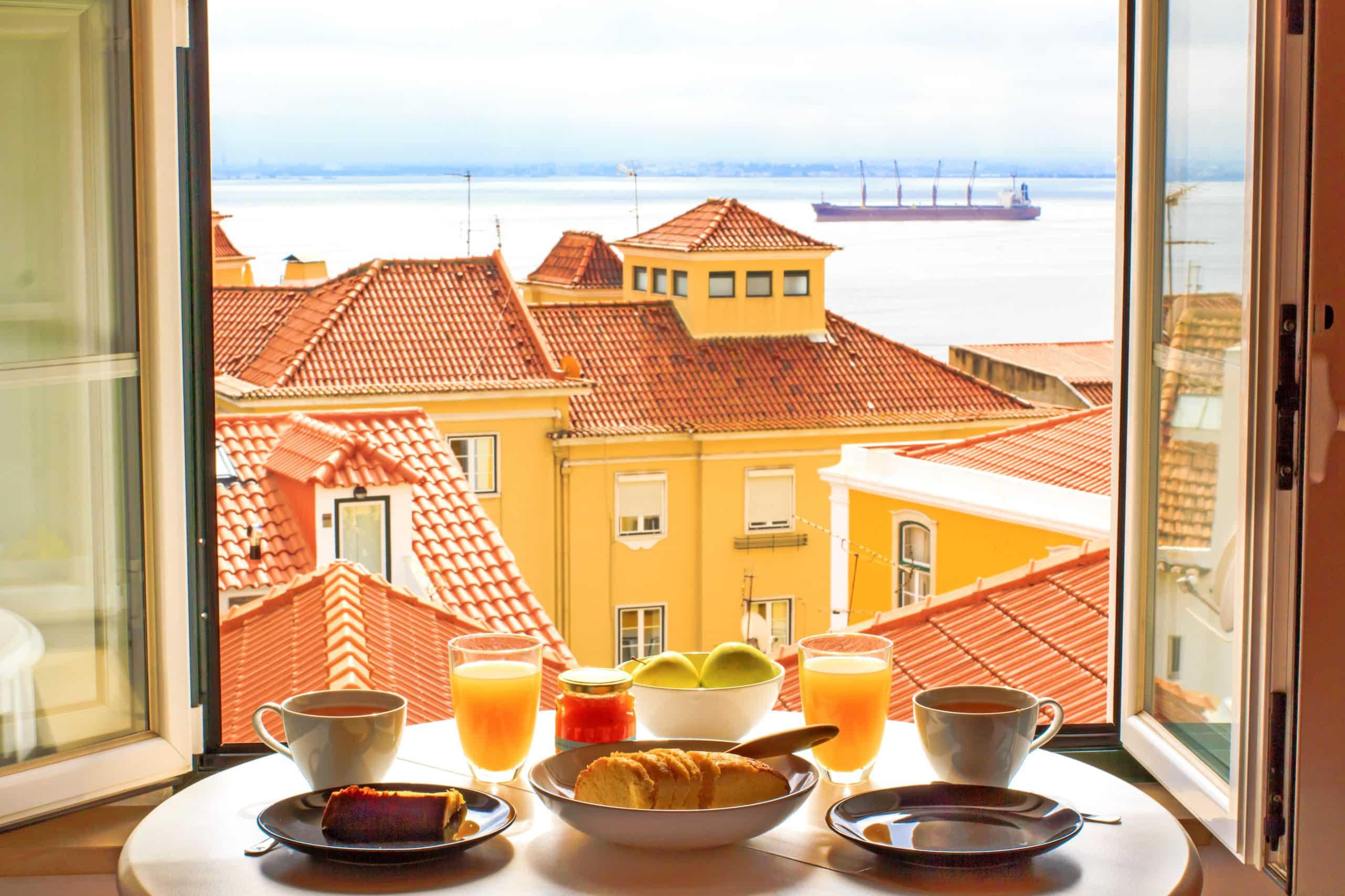 Romantic,Breakfast,By,Window,With,A,View,In,Lisbon,,Portugal