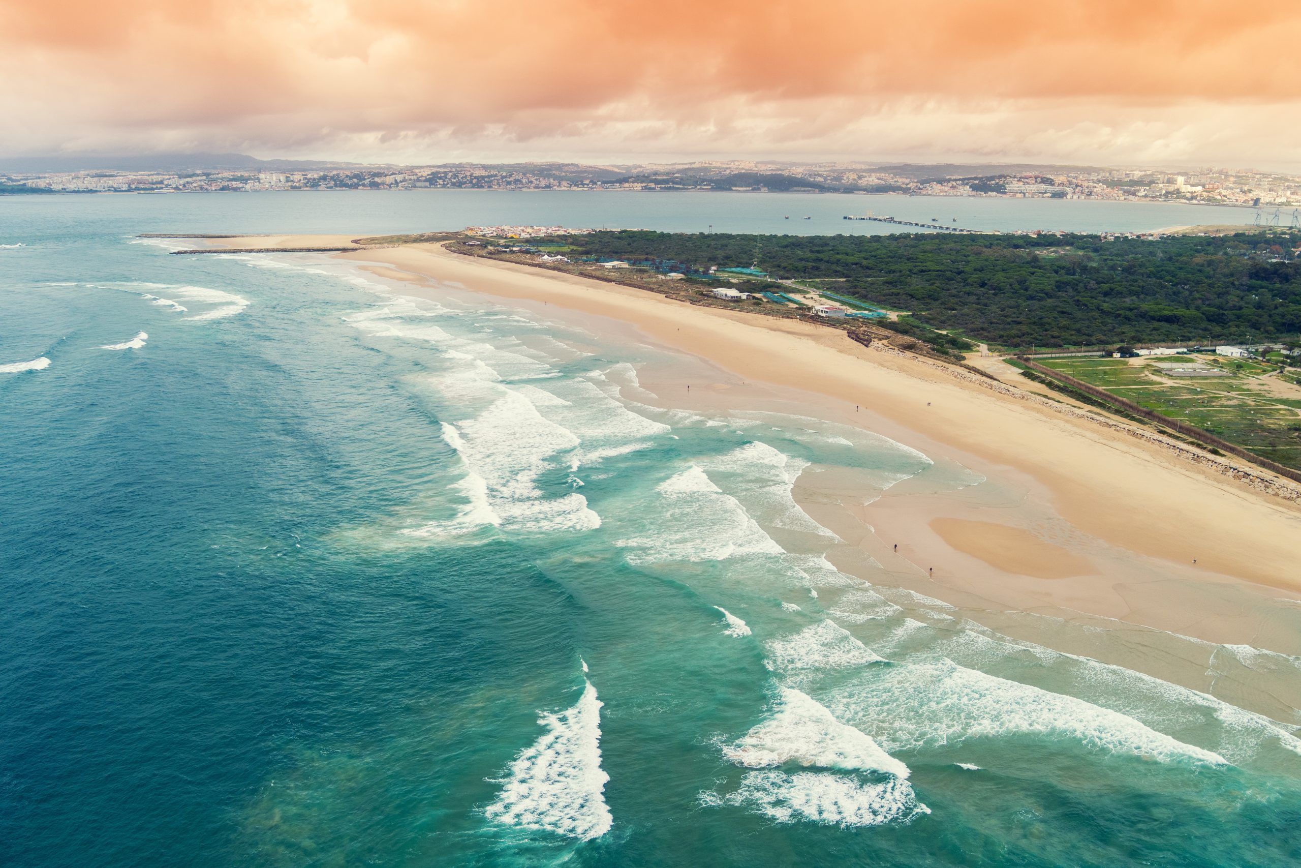 Aerial,View,Of,Seascape,In,The,Evening.,Seacoast,Of,Costa