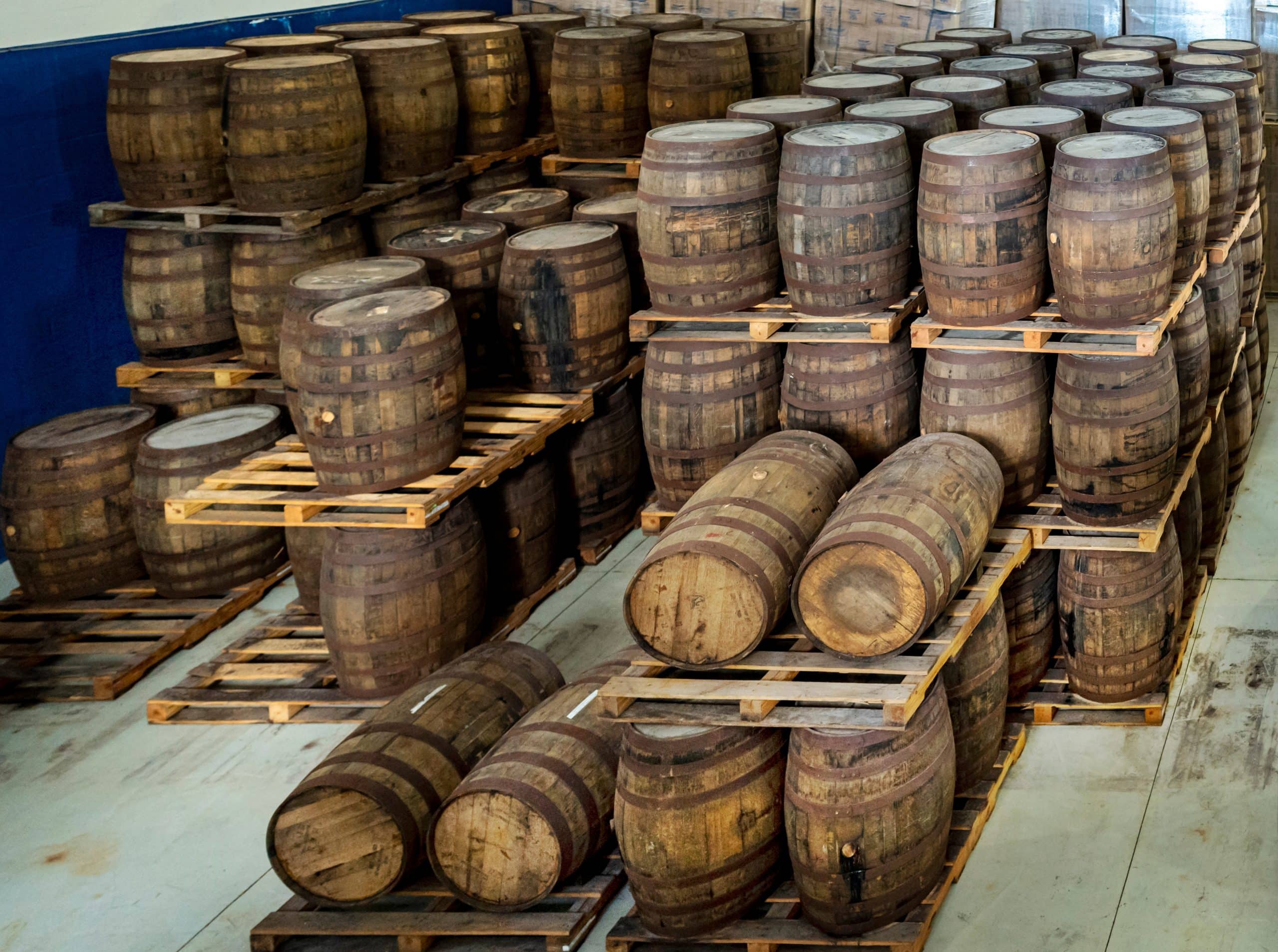 Oak,Barrels,For,Storing,Rum,At,John,Watlings,Distillery.,It