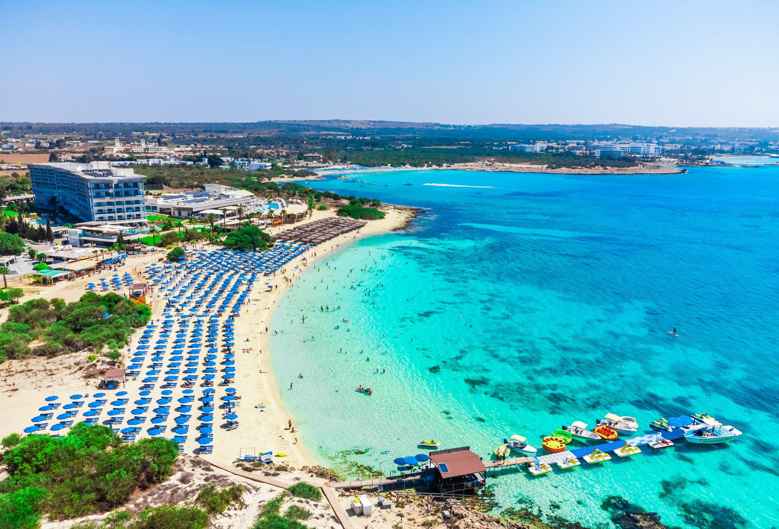 Makronissos,Beach,,Ayia,Napa,,Cyprus.,Aerial,Summer,Beach,Cyprus,View