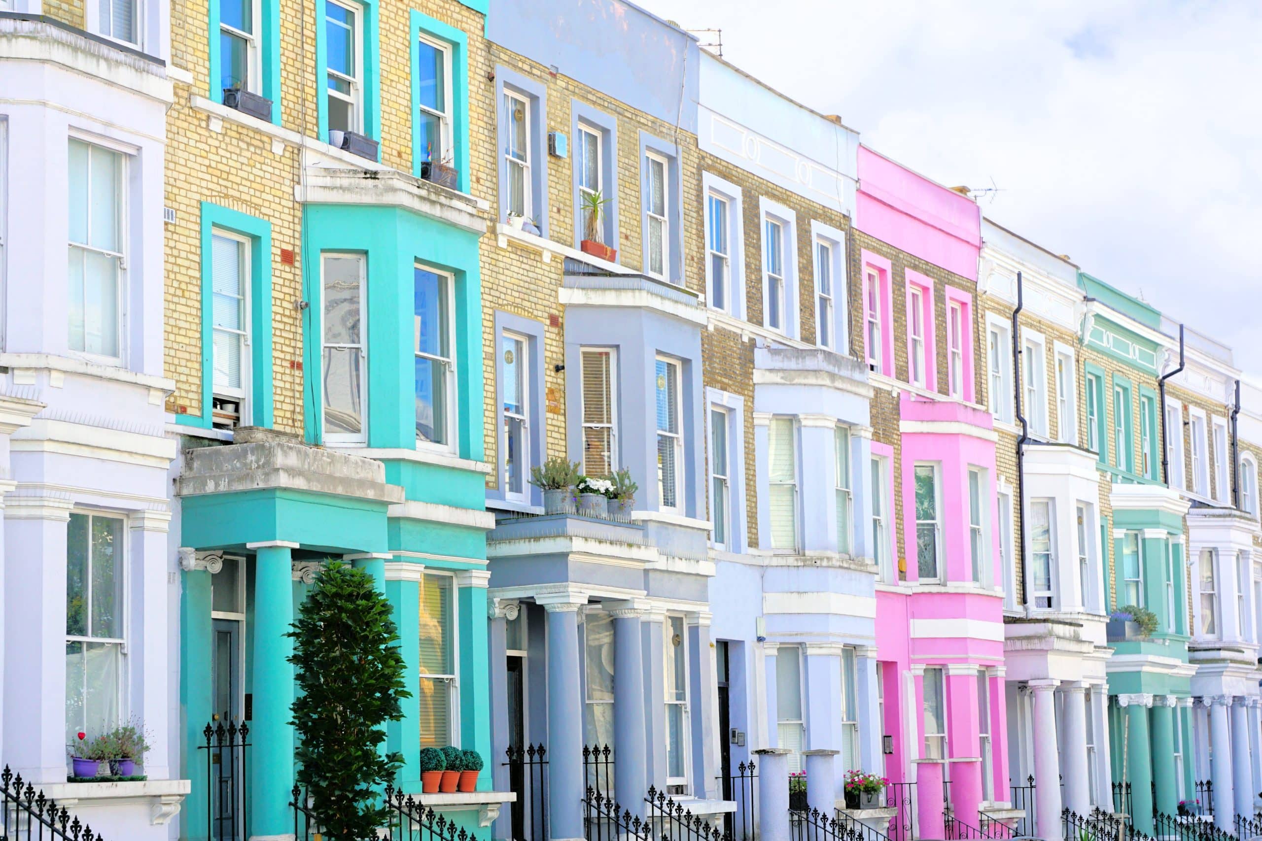 Beautiful,And,Colorful,Pastel,Houses,Of,Notting,Hill,,London,,England